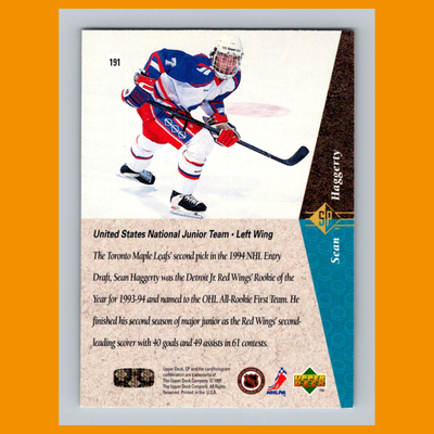 Sean Haggerty Rookie #191 1994 SP USA Hockey Card NHL NM | eBay