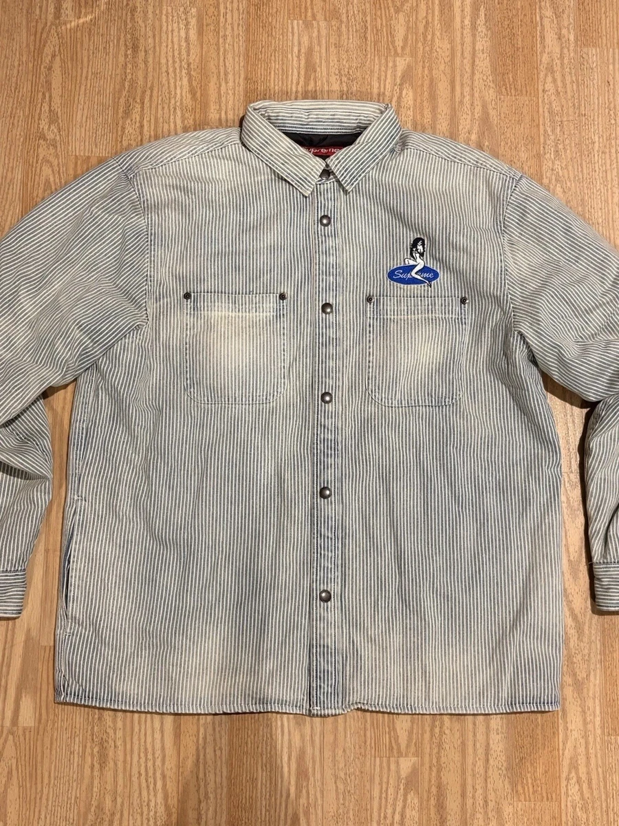 Supreme Denim Long Sleeve Casual Button-Down Shirts for Men for
