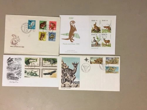 Four FAUNA fdc:Ireland,Swiss,US,SWA
