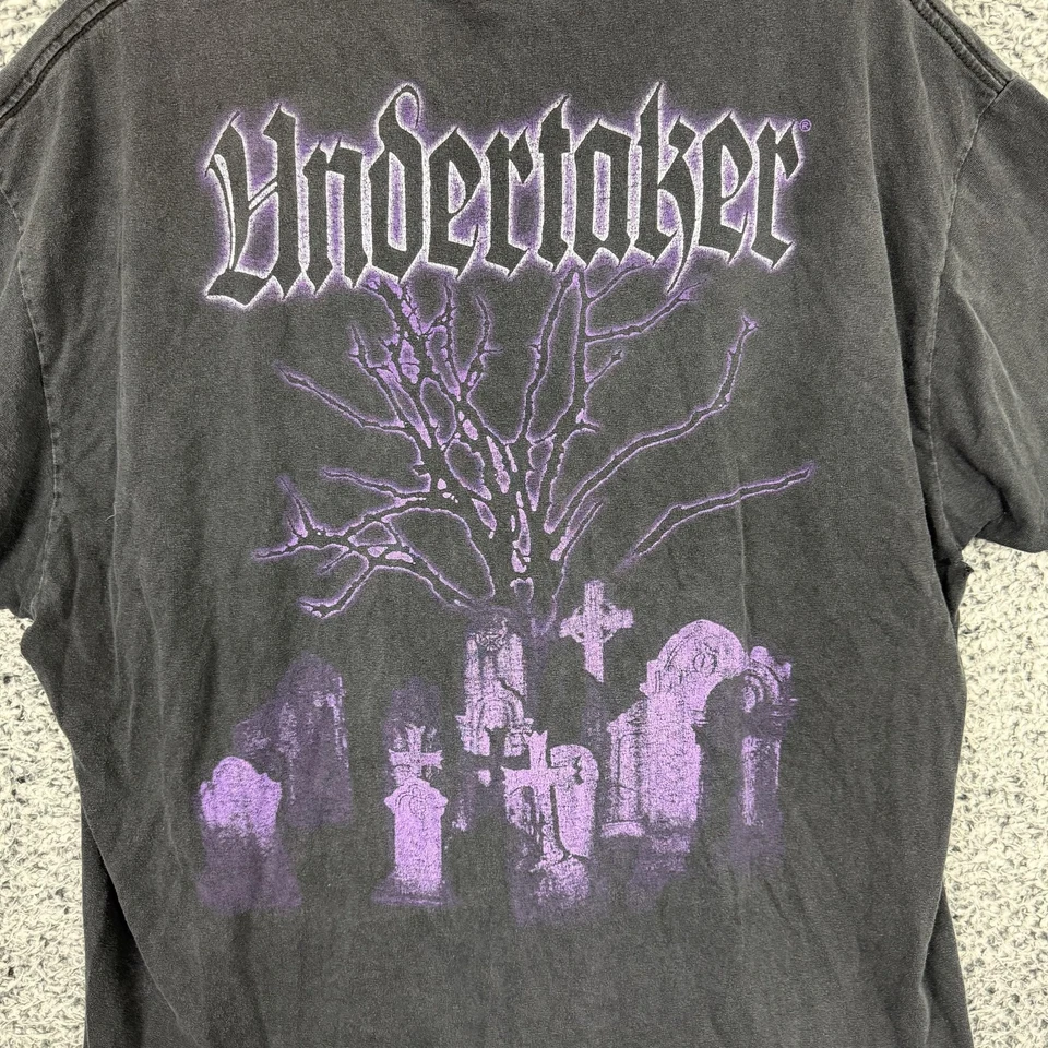 Camisa Undertaker De Colección Para Hombres XL Negra WWE Lucha Doble Cara Camiseta Y2K Foto 4 de 4