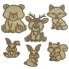 Waldtiere Wanddeko Holz Kinderzimmer Bär Fuchs Reh Hase Deko Set Babyzimmer