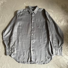 DKNY Linen Shirt Mens Large Grey Casual Long ...