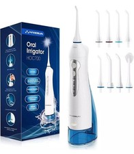 Idropulsore Dentale Portatile con 8 Ugelli Hangsun Irrigatore Dentale, 3 Modalità e Capacità 300ML, USB Ricaricabile per Ortodontico, Famiglia-image