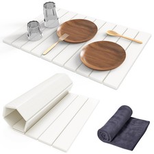 Versatile Stone Dish Mat, 24x16 Inch Diatomaceous Earth, Dries Fast, White