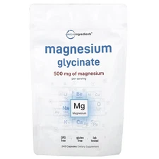 2 X  Micro Ingredients, Magnesium Glycinate, 240 Capsules (166 mg per Capsule)