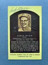 Clevland Indian Baseball HOF Pitcher Early Wynn Autographed Baseball HOF Plaque