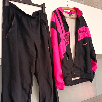 PUMA Damen Trainingsanzug 2-teilig Jacke & Hose Schwarz/Rosa Gr. M