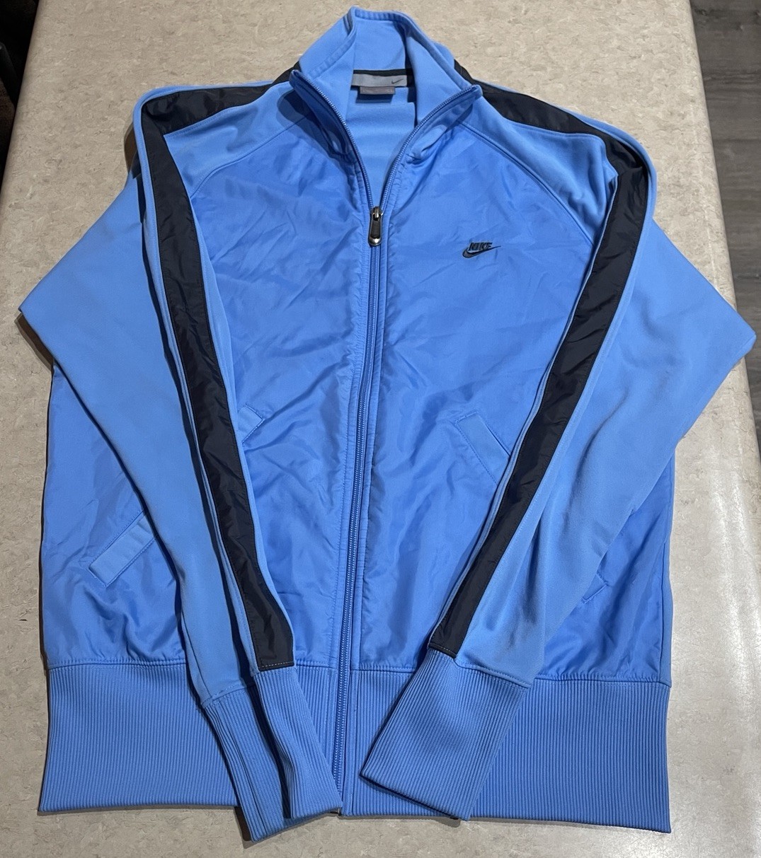 Vintage Nike Track Jacket Windbreaker Baby Blue Y2K Full Zip Mens Grey Bar Sz M