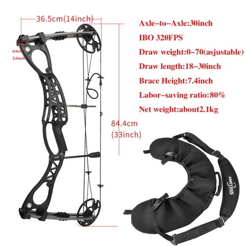 33'' Compound Bow Set Arrow 0-70lbs Adjustable Archery Target Hunting Shooting - Picture 8 of 20