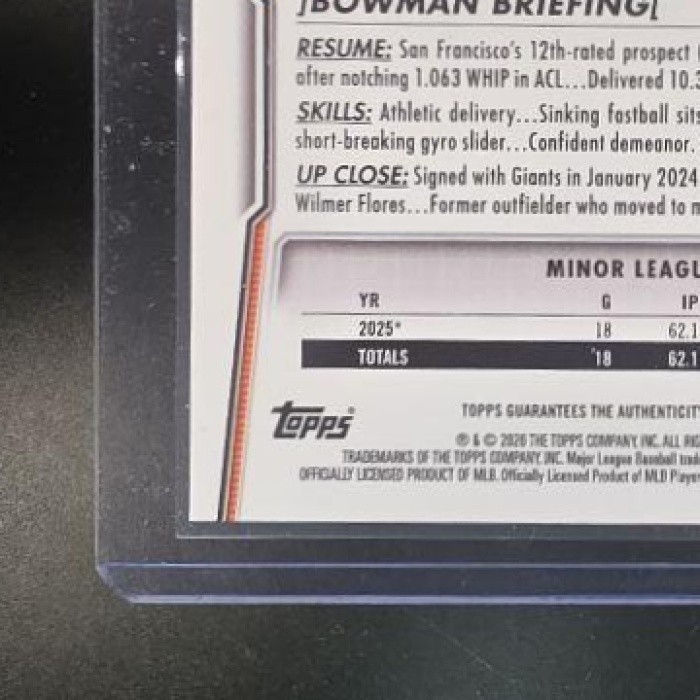 Argenis Cayama 2026 Bowman Chrome Baseball Prospects Auto Orange Shimmer /25 1st view 8