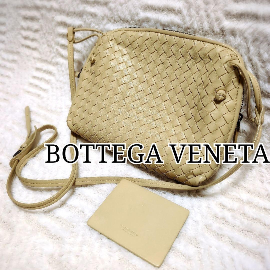 BOTTEGA VENETA Intrecciato Shoulder Bag Leather Beige Authentic F0313862