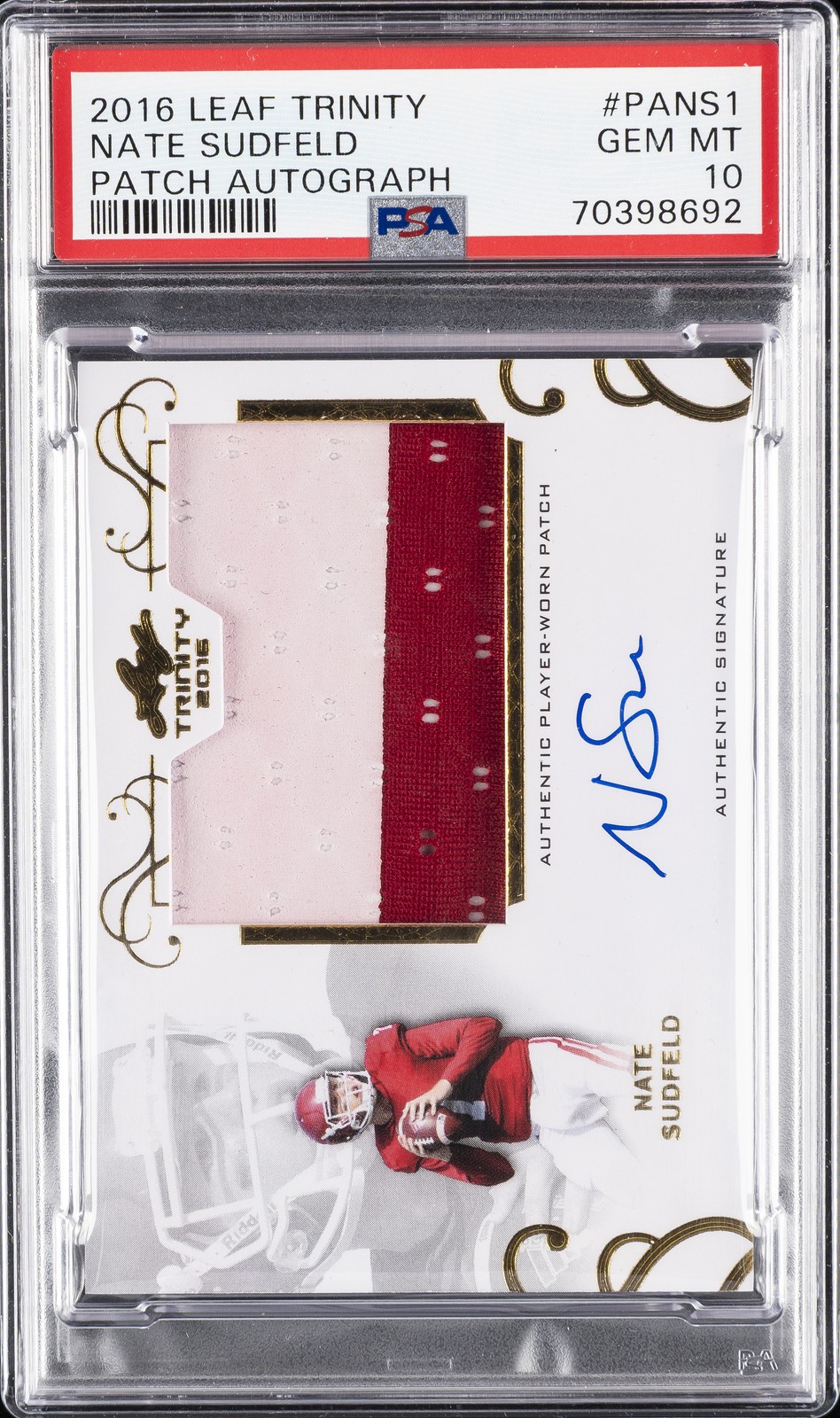 Nate Sudfeld Leaf Trinity Patch Autograph #PANS1 Base