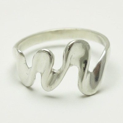 925 Silberring Damen Organisches Wellen Design Modern Handgefertigt