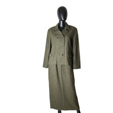 Vintage Ralph Lauren Women's Suit 12 Brown Wool Tweed Long Skirt Jacket