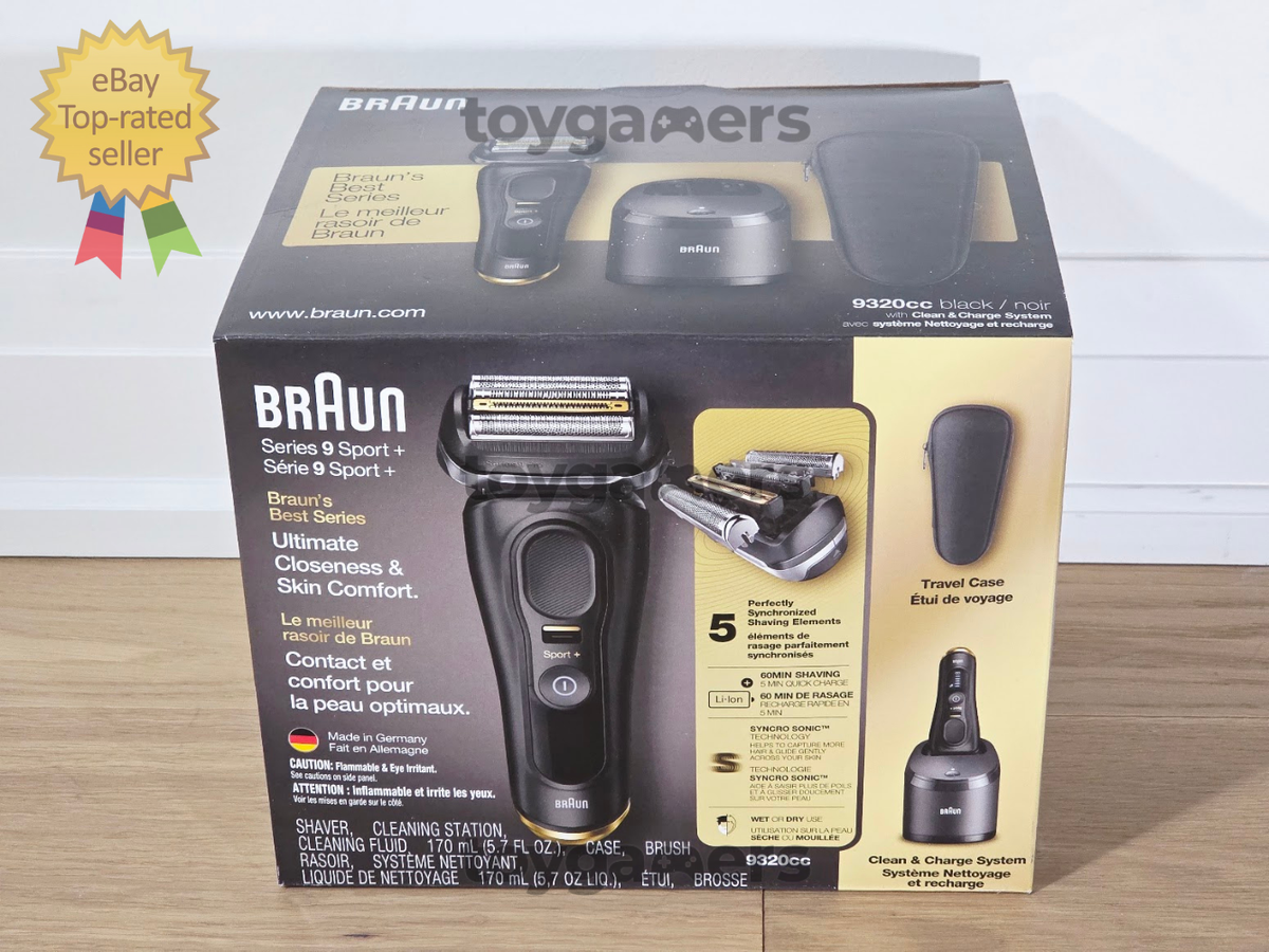 Braun Series 9 Sport+ 9320cc Shaver + Clean & Charge Station +