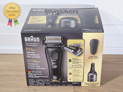 Braun Series 9 Sport+ 9320cc Shaver + Clean & Charge Station +