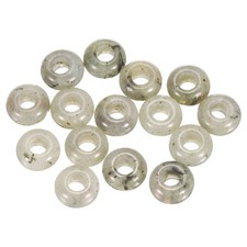 15pcs Natural Stone Beads 8x14mm Large Hole Craft Beads, Gray White