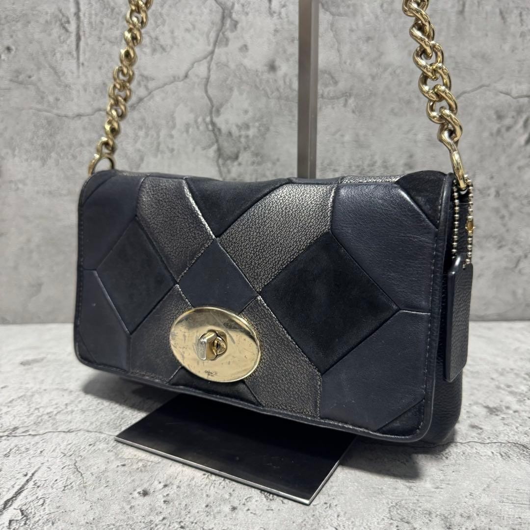 COACH Shoulder Bag Quilted Patchwork Leather Blac… - image 12
