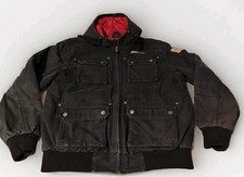 Vintage Snap On Tools Canvas Quilted Hooded Full Zip Black Jacket Mens Size Med