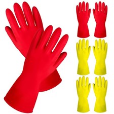 4 Pairs Dishwashing Rubber Gloves Cleaning for Household Reusable