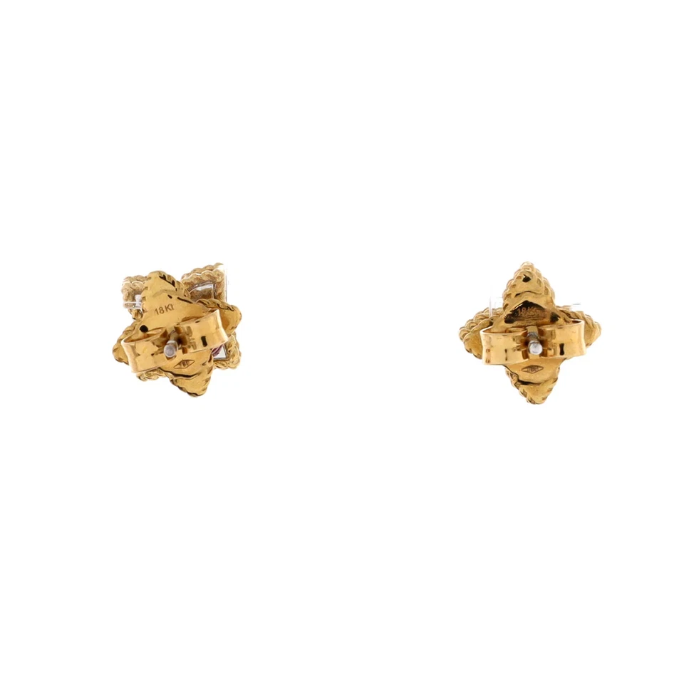 Aretes Roberto Coin Princesa Flor Oro Amarillo 18K y Oro Blanco 18K Foto 3 de 3