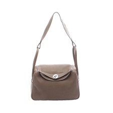 HERMES Lindy 30 Etoupe Shoulder Bag Taurillon Clemence Gray-Brown Silver #RC165