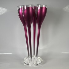 Moet & Chandon Champagne Tulip Flute Glasses & Stand Clear Pink Set Bundle 