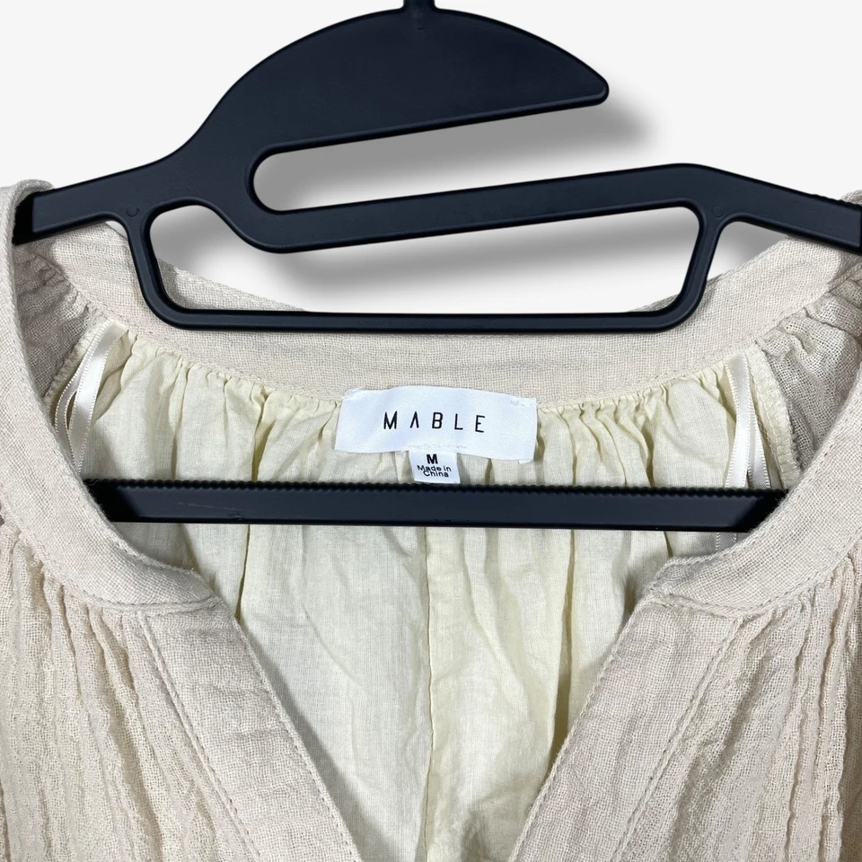 Mameluco Mable Mujer M Beige Algodón Mezcla Lino Informal Boho Minimalista Cuello en V Foto 2 de 4