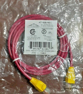 New Sealed Allen Tel AT1505-REC Cat 5e Ethernet Crossover Cable 5ft, Red x-over