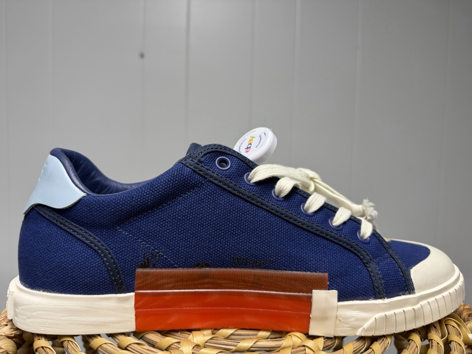 Off-White New Low Vulcanized Canvas Blue Light Green Mens Size 12 EU 45 image 6