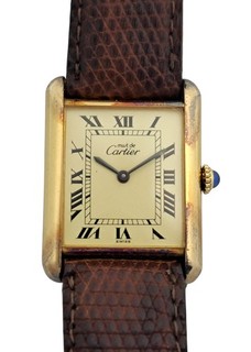Genuine Cartier Vermeil Gold Over Silver Mechanical Tank Running Wrist Watch