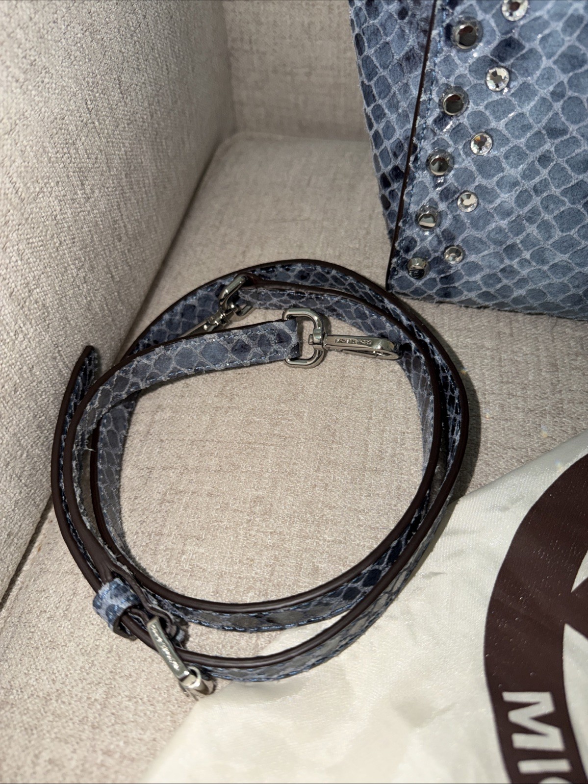 MICHAEL KORS LARGE SELMA BLUE PYTHON - image 3