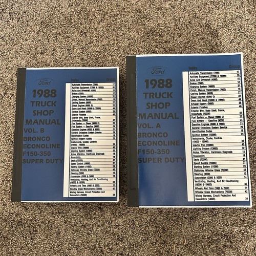1988 Ford Truck Shop Manuals Bronco Econoline F150-350 Super Duty Vol A & B