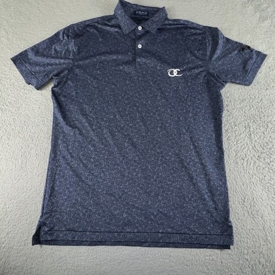 Peter Millar Crown Crafted Shirt Men Medium Clock Pattern Polo OC Golf Course