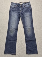 BKE Starlett Jeans Womens 31 R Blue Bootcut Thick Stitch Flap Pocket Distressed