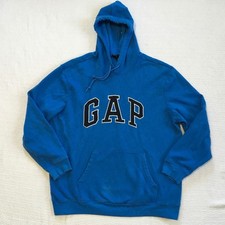 Gap Mens Arch Logo Hoodie Blue Fleece Pullover Sweatshirt XL Long Sleeve