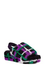Ugg Fluff Yeah Punk Plaid Slide slippers size 8 women's black purple green