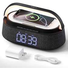Bluetooth Speaker with Wireless Charger, FM Radio, Adjustable LED Night Light...