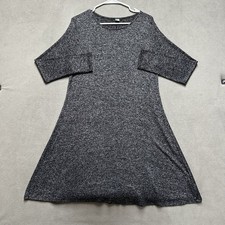 Old Navy Marled Swing Dress Womens M Charcoal Long Sleeve Knit Casual Stretch