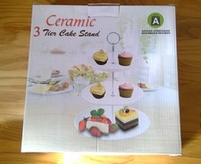 3 Tier Cake Stand - Ceramic - Still in Box - White