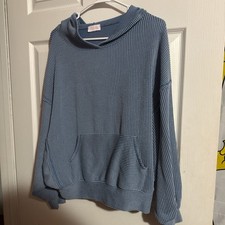 Blue Oversized Ribbed Hoodie NWOT