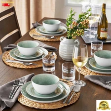 12-Piece Artisan Dinnerware Set for 4 Stoneware Plates & Bowls