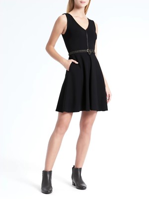 banana republic ponte fit and flare dress Banana Republic Ponte Fit-and-Flare Dress, Black SIZE 8 #878829 v1219/E14
