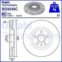 2X Delphi BG9240C Bremsscheibe FüR Opel