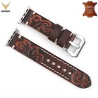 Mens Handmade Apple Watch Strap Vintage Genuine Leather Band 40MM 44MM UK Stock