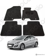 For Hyundai i30 2012 - 2017 Tailored Black Car Floor Mats Carpets 4pc Set 3 Hole