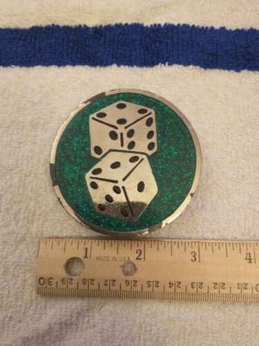 VTG Used Round Casino Dice Belt Buckle PSG 79 BB200. Shows Some Wear.