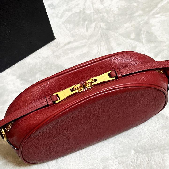 Prada 2-Way Shoulder Bag Red Vit Daino Leather & Fabric
