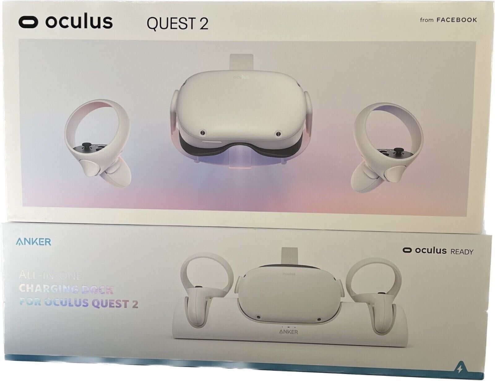 Meta Oculus Quest 2 64GB Standalone VR Headset - White With Anker Charging  Dock