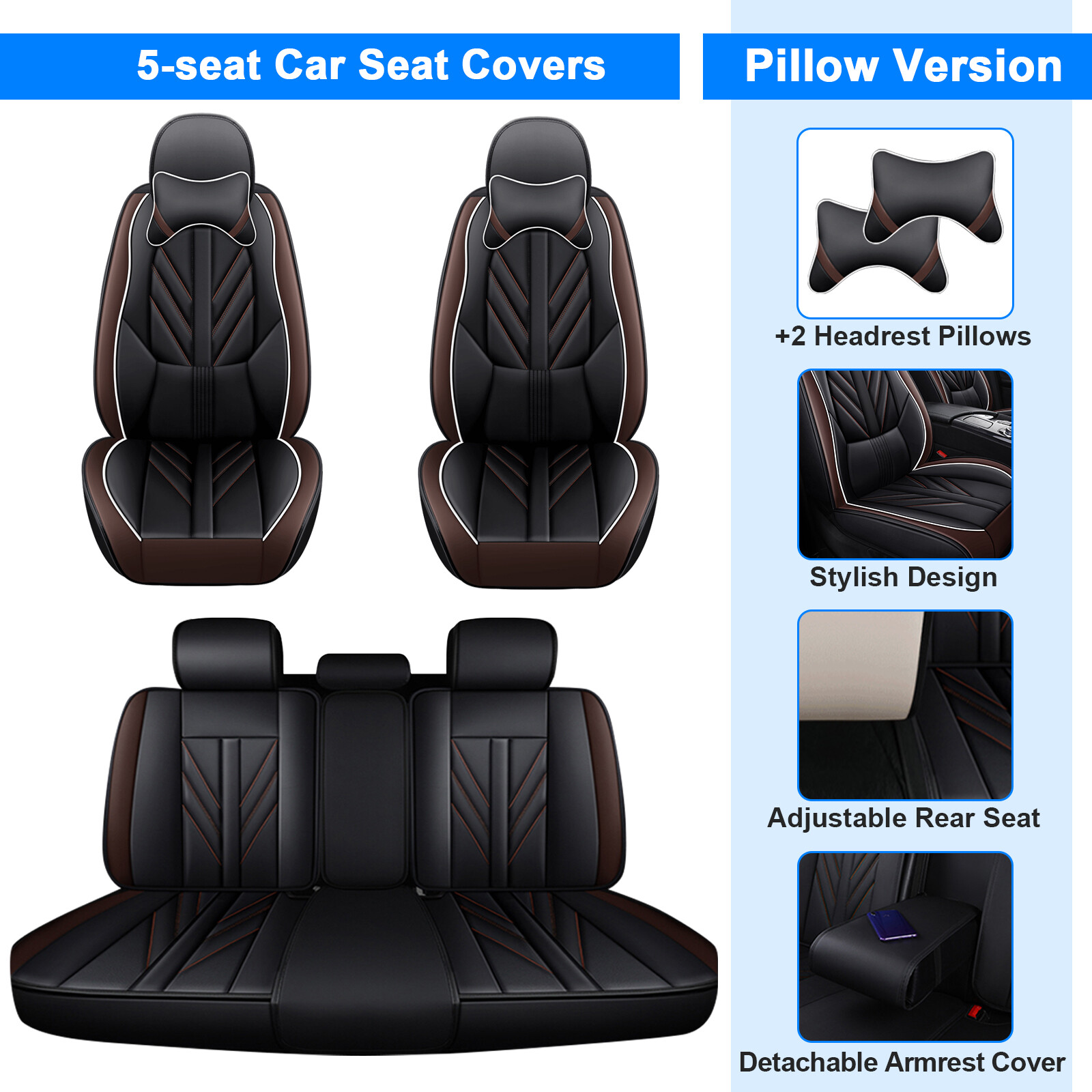 5Seat Car Seat Covers For Nissan Altima Maxima Front &Rear Full Set Pu